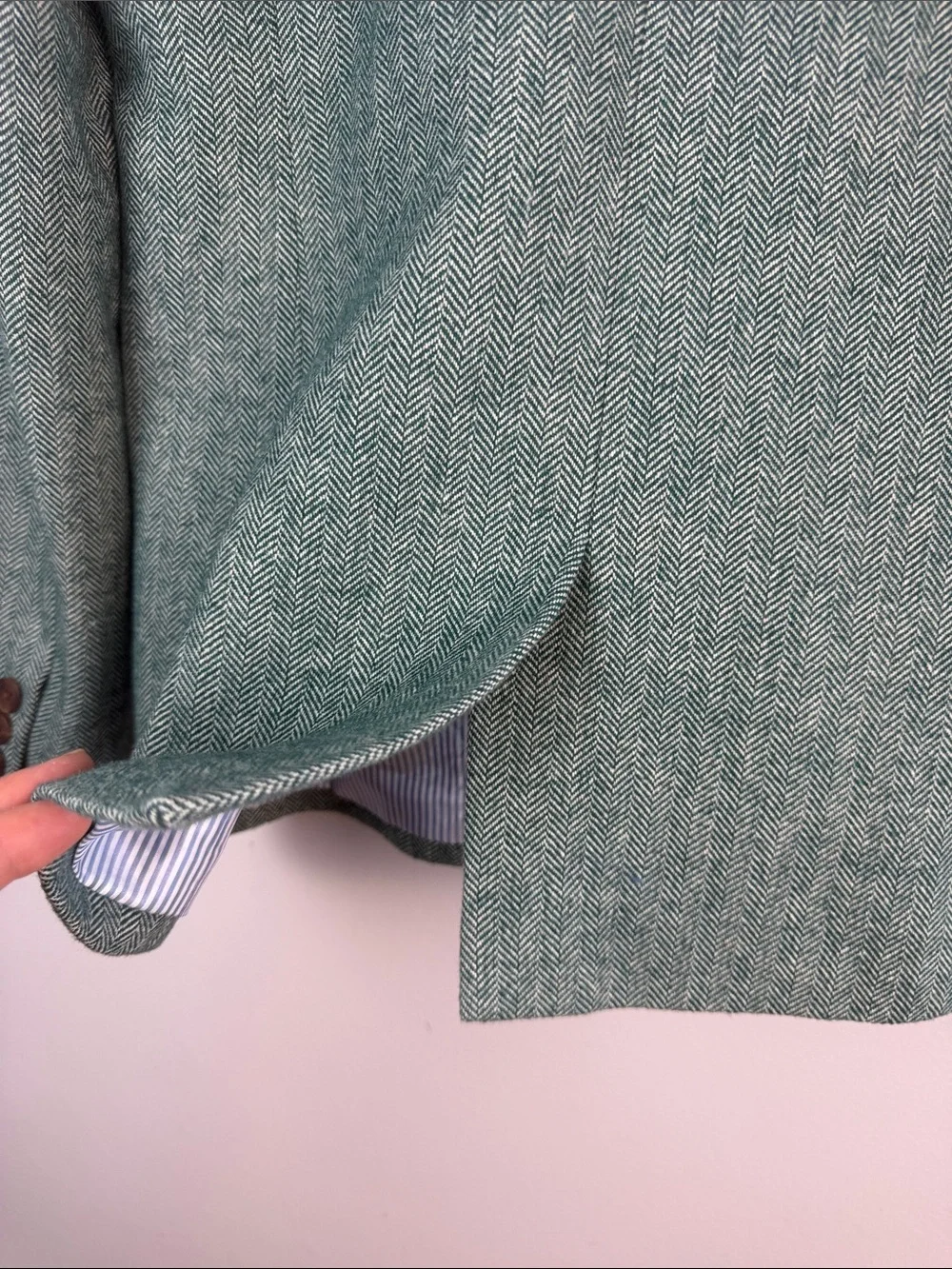 J. Crew FA24 Hollander Blazer Wool Blend in Green Herringbone Office Preppy Work